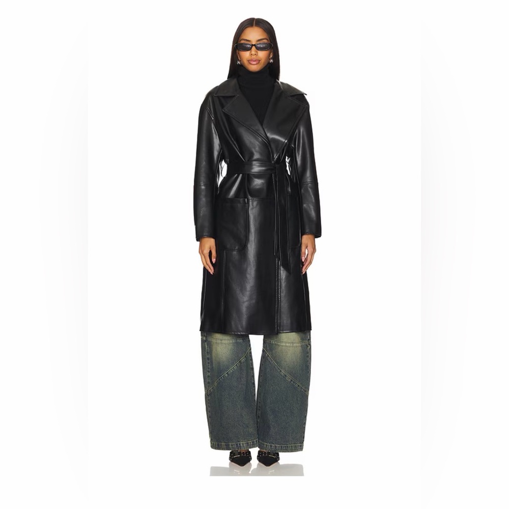 NWT Claire Faux Leather Trench in Black
ALL THE WAYS - Revolve - vegan leather